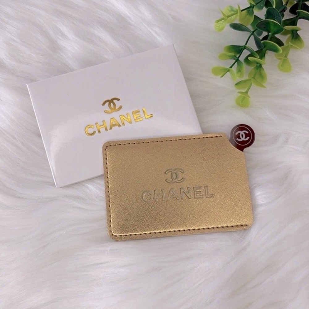 CHANEL Metallic Gold Mirror & Card Holder